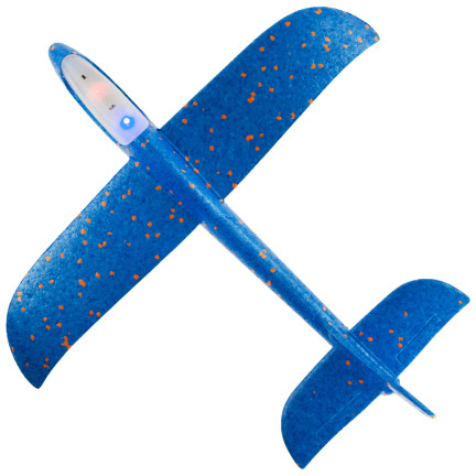 TG56682-1 DUŻY SAMOLOT STYROPIANOWY ZE STYROPIANU 49CM ŚWIECĄCY LED SZYBOWIEC RZUTKA NIEBIESKI