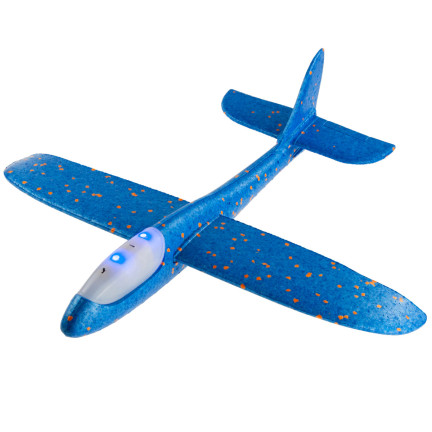 TG56682-1 DUŻY SAMOLOT STYROPIANOWY ZE STYROPIANU 49CM ŚWIECĄCY LED SZYBOWIEC RZUTKA NIEBIESKI