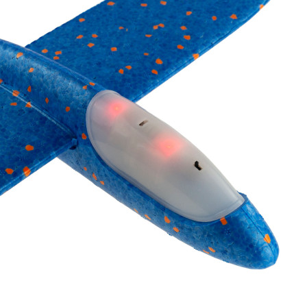TG56682-1 DUŻY SAMOLOT STYROPIANOWY ZE STYROPIANU 49CM ŚWIECĄCY LED SZYBOWIEC RZUTKA NIEBIESKI