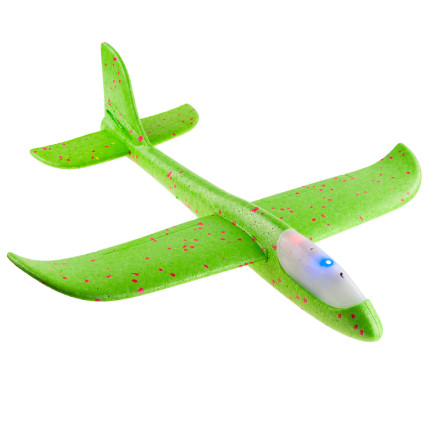 TG56682-2 DUŻY SAMOLOT STYROPIANOWY ZE STYROPIANU 49CM ŚWIECĄCY LED SZYBOWIEC RZUTKA ZIELONY
