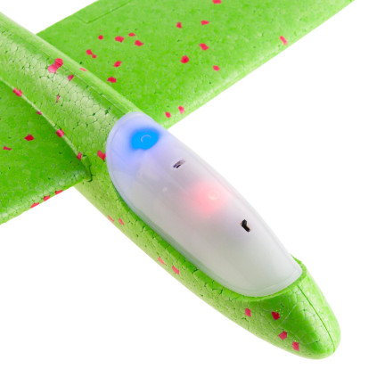 TG56682-2 DUŻY SAMOLOT STYROPIANOWY ZE STYROPIANU 49CM ŚWIECĄCY LED SZYBOWIEC RZUTKA ZIELONY