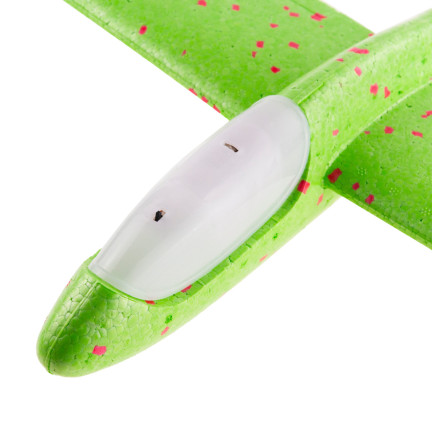 TG56682-2 DUŻY SAMOLOT STYROPIANOWY ZE STYROPIANU 49CM ŚWIECĄCY LED SZYBOWIEC RZUTKA ZIELONY