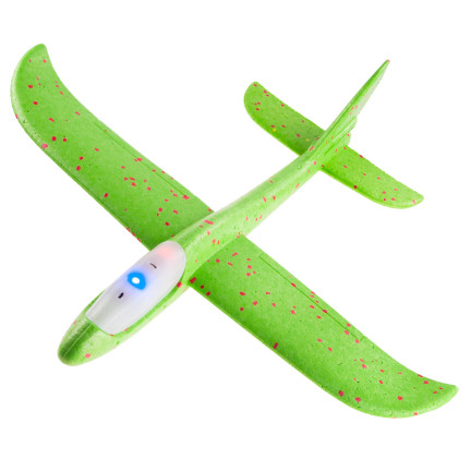 TG56682-2 DUŻY SAMOLOT STYROPIANOWY ZE STYROPIANU 49CM ŚWIECĄCY LED SZYBOWIEC RZUTKA ZIELONY