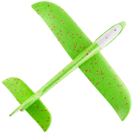 TG56682-2 DUŻY SAMOLOT STYROPIANOWY ZE STYROPIANU 49CM ŚWIECĄCY LED SZYBOWIEC RZUTKA ZIELONY