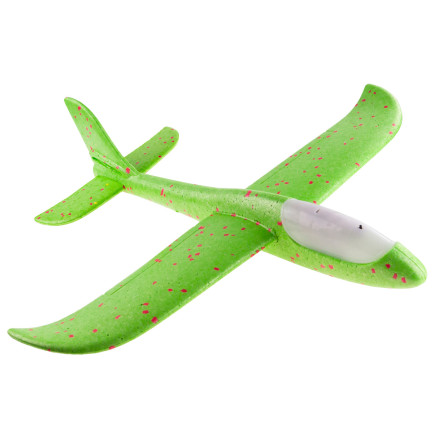 TG56682-2 DUŻY SAMOLOT STYROPIANOWY ZE STYROPIANU 49CM ŚWIECĄCY LED SZYBOWIEC RZUTKA ZIELONY