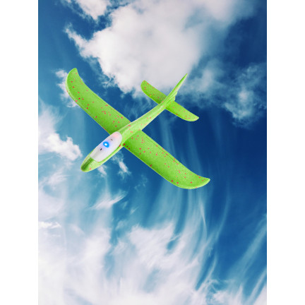 TG56682-2 DUŻY SAMOLOT STYROPIANOWY ZE STYROPIANU 49CM ŚWIECĄCY LED SZYBOWIEC RZUTKA ZIELONY