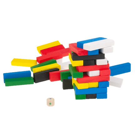 TG56690 GRA CHWIEJĄCA SIĘ WIEŻA KOLOROWA DREWNIANA  TOWARZYSKA UKŁADANIE WIEŻY