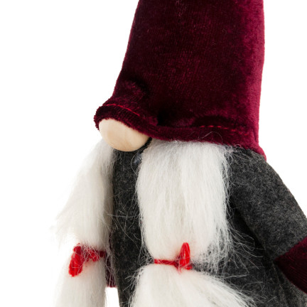 TG58154-1-G Mikołaj Skrzat Krasnal Duży bordowy Gnom pod Choinkę Ozdoba Dekoracja