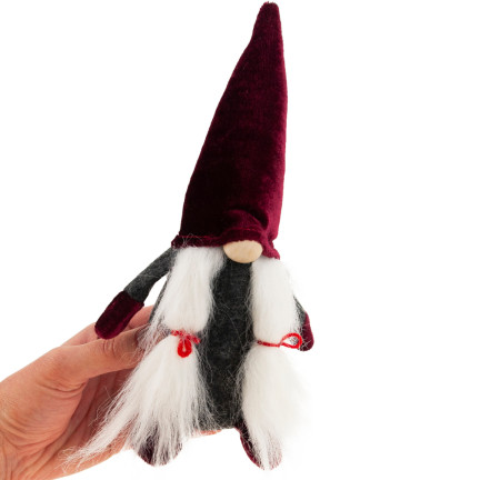 TG58154-1-G Mikołaj Skrzat Krasnal Duży bordowy Gnom pod Choinkę Ozdoba Dekoracja