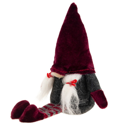 TG58155-1-G Mikołaj Skrzat Krasnal Duży Gnom pod Choinkę Ozdoba Dekoracja bordowy