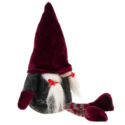 TG58155-1-G Mikołaj Skrzat Krasnal Duży Gnom pod Choinkę Ozdoba Dekoracja bordowy