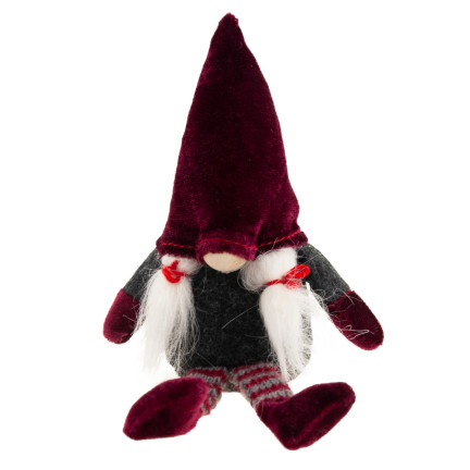 TG58155-1-G Mikołaj Skrzat Krasnal Duży Gnom pod Choinkę Ozdoba Dekoracja bordowy