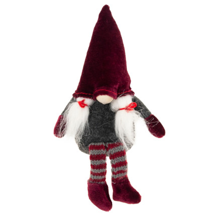 TG58155-1-G Mikołaj Skrzat Krasnal Duży Gnom pod Choinkę Ozdoba Dekoracja bordowy
