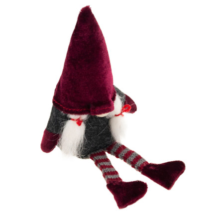 TG58155-1-G Mikołaj Skrzat Krasnal Duży Gnom pod Choinkę Ozdoba Dekoracja bordowy
