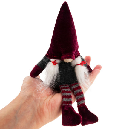 TG58155-1-G Mikołaj Skrzat Krasnal Duży Gnom pod Choinkę Ozdoba Dekoracja bordowy