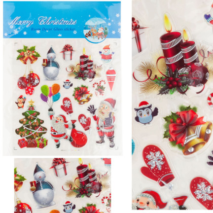 Naklejki świąteczne, ozdoby bożonarodzeniowe, na prezenty, okno, mix wzorów, arkusz