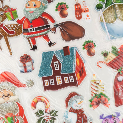 Naklejki świąteczne, ozdoby bożonarodzeniowe, na prezenty, okno, mix wzorów, arkusz