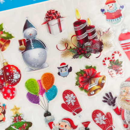 Naklejki świąteczne, ozdoby bożonarodzeniowe, na prezenty, okno, mix wzorów, arkusz
