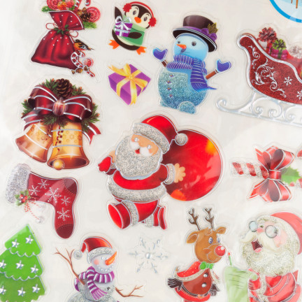 Naklejki świąteczne, ozdoby bożonarodzeniowe, na prezenty, okno, mix wzorów, arkusz