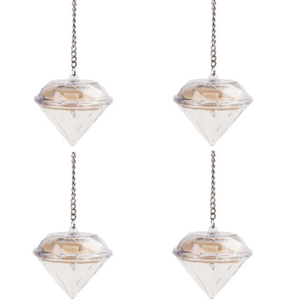 TG60449 DIAMENTOWE LAMPKI SOLARNE OGRODOWE DEKORACYJNE DIAMENTY ZESTAW 4SZT wiszące