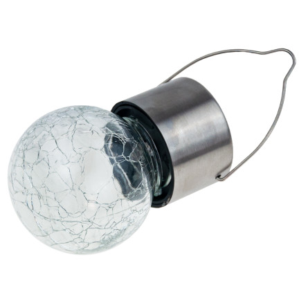 TG60452 LAMPA SOLARNA LED OGRODOWA SZKLANA DEKORACYJNA WISZĄCA KULA HACZYK BALKON