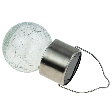 TG60452 LAMPA SOLARNA LED OGRODOWA SZKLANA DEKORACYJNA WISZĄCA KULA HACZYK BALKON