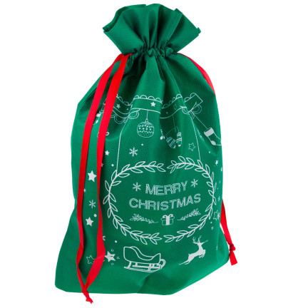 TG61382-1  WOREK NA PREZENTY ŚWIĄTECZNY TORBA  PREZENTOWA EKO OPAKOWANIE ZIELONY