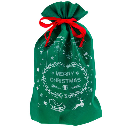 TG61382-1  WOREK NA PREZENTY ŚWIĄTECZNY TORBA  PREZENTOWA EKO OPAKOWANIE ZIELONY