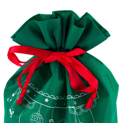 TG61382-1  WOREK NA PREZENTY ŚWIĄTECZNY TORBA  PREZENTOWA EKO OPAKOWANIE ZIELONY