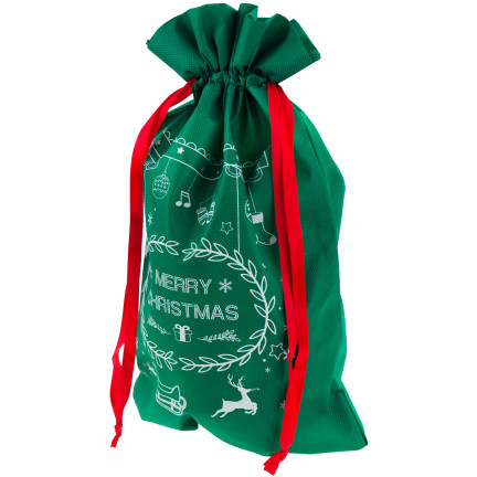 TG61382-1  WOREK NA PREZENTY ŚWIĄTECZNY TORBA  PREZENTOWA EKO OPAKOWANIE ZIELONY