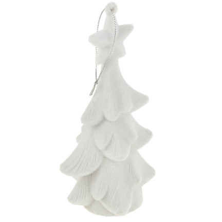 TG61460-1 CHOINKA BIAŁA FIGURKA ZAWIESZKA FLOKOWANA PLUSZOWA BOMBKA
