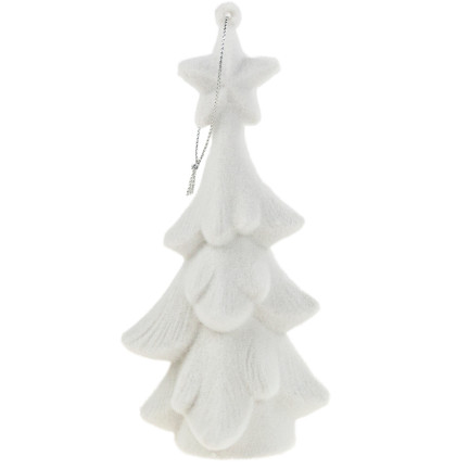 TG61460-1 CHOINKA BIAŁA FIGURKA ZAWIESZKA FLOKOWANA PLUSZOWA BOMBKA