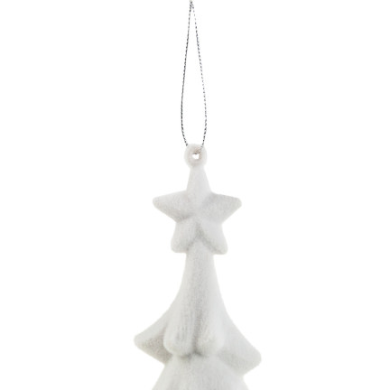 TG61460-1 CHOINKA BIAŁA FIGURKA ZAWIESZKA FLOKOWANA PLUSZOWA BOMBKA