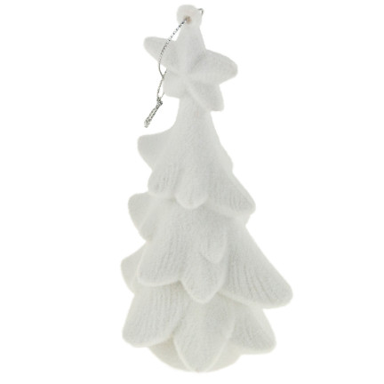 TG61460-1 CHOINKA BIAŁA FIGURKA ZAWIESZKA FLOKOWANA PLUSZOWA BOMBKA
