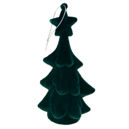 TG61460-3  CHOINKA ZIELONA FIGURKA ZAWIESZKA FLOKOWANA PLUSZOWA BOMBKA