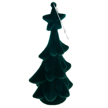 TG61460-3  CHOINKA ZIELONA FIGURKA ZAWIESZKA FLOKOWANA PLUSZOWA BOMBKA