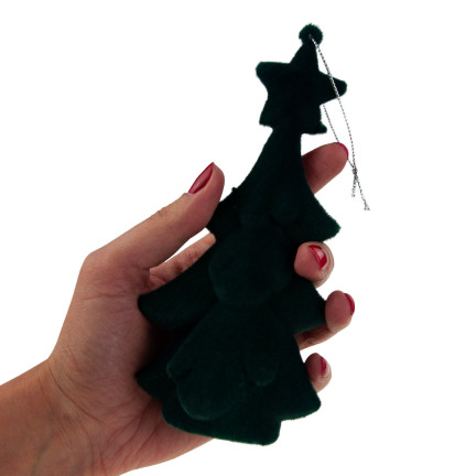 TG61460-3  CHOINKA ZIELONA FIGURKA ZAWIESZKA FLOKOWANA PLUSZOWA BOMBKA