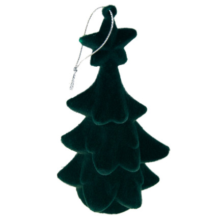 TG61460-3  CHOINKA ZIELONA FIGURKA ZAWIESZKA FLOKOWANA PLUSZOWA BOMBKA