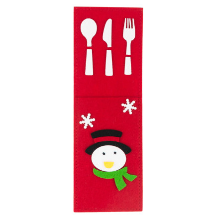 Etui na sztućce, świąteczne, dekoracja stołu, czerwony, mix wzorów, 1szt.