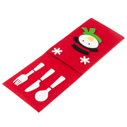 Etui na sztućce, świąteczne, dekoracja stołu, czerwony, mix wzorów, 1szt.