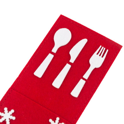 Etui na sztućce, świąteczne, dekoracja stołu, czerwony, mix wzorów, 1szt.