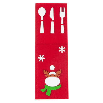 Etui na sztućce, świąteczne, dekoracja stołu, czerwony, mix wzorów, 1szt.