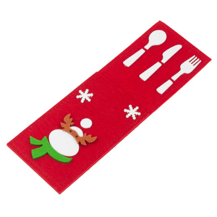 Etui na sztućce, świąteczne, dekoracja stołu, czerwony, mix wzorów, 1szt.