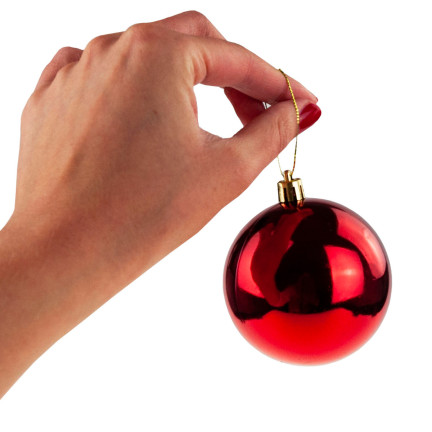 TG63172-3 BOMBKI CZERWONE ZESTAW BOMBEK CHOINKOWYCH 6cm 6SZT NIETŁUKĄCE BOMBKA NA CHOINKĘ