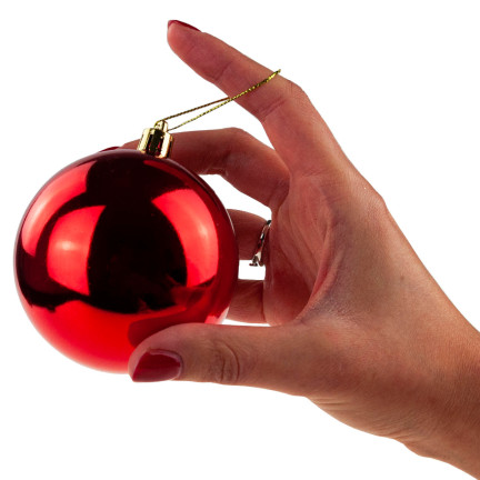 TG63172-3 BOMBKI CZERWONE ZESTAW BOMBEK CHOINKOWYCH 6cm 6SZT NIETŁUKĄCE BOMBKA NA CHOINKĘ