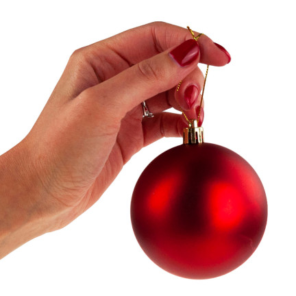 TG63172-3 BOMBKI CZERWONE ZESTAW BOMBEK CHOINKOWYCH 6cm 6SZT NIETŁUKĄCE BOMBKA NA CHOINKĘ