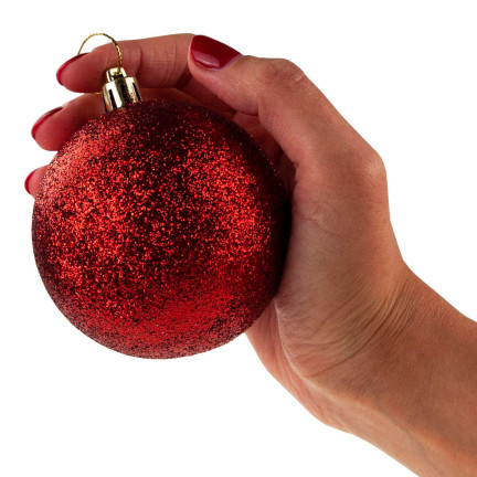 TG63172-3 BOMBKI CZERWONE ZESTAW BOMBEK CHOINKOWYCH 6cm 6SZT NIETŁUKĄCE BOMBKA NA CHOINKĘ