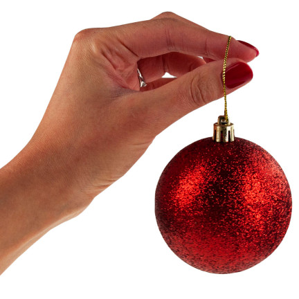 TG63172-3 BOMBKI CZERWONE ZESTAW BOMBEK CHOINKOWYCH 6cm 6SZT NIETŁUKĄCE BOMBKA NA CHOINKĘ