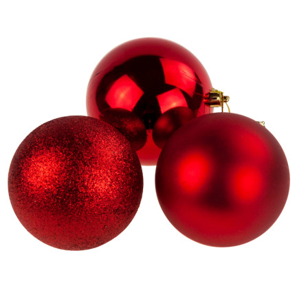 TG63172-3 BOMBKI CZERWONE ZESTAW BOMBEK CHOINKOWYCH 6cm 6SZT NIETŁUKĄCE BOMBKA NA CHOINKĘ