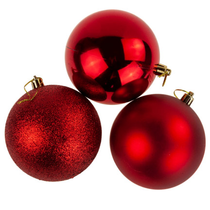 TG63172-3 BOMBKI CZERWONE ZESTAW BOMBEK CHOINKOWYCH 6cm 6SZT NIETŁUKĄCE BOMBKA NA CHOINKĘ